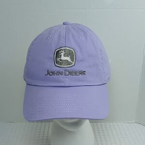 NWOT Ahead Ladies Cotton Adjustable John Deere Cap in Lavender/Gray Embroidered